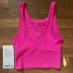 Brand new with tags size 2 Lululemon Women’s Sonic Pink ribbed Power Pivot Tank